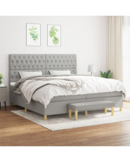 Sommier à lattes de lit avec matelas Gris clair 200x200cm Tissu | Mobilier & Déco
