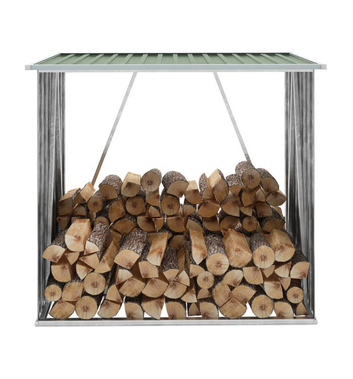 Abri de stockage de bois Acier galvanisé 163x83x154 cm Vert | Mobilier & Déco