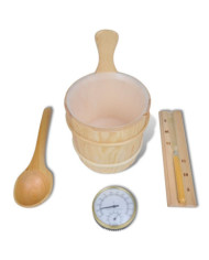 Accessoires sauna 5 pcs Seau Cuillère Sablier Thermo-hygromètre | Mobilier & Déco
