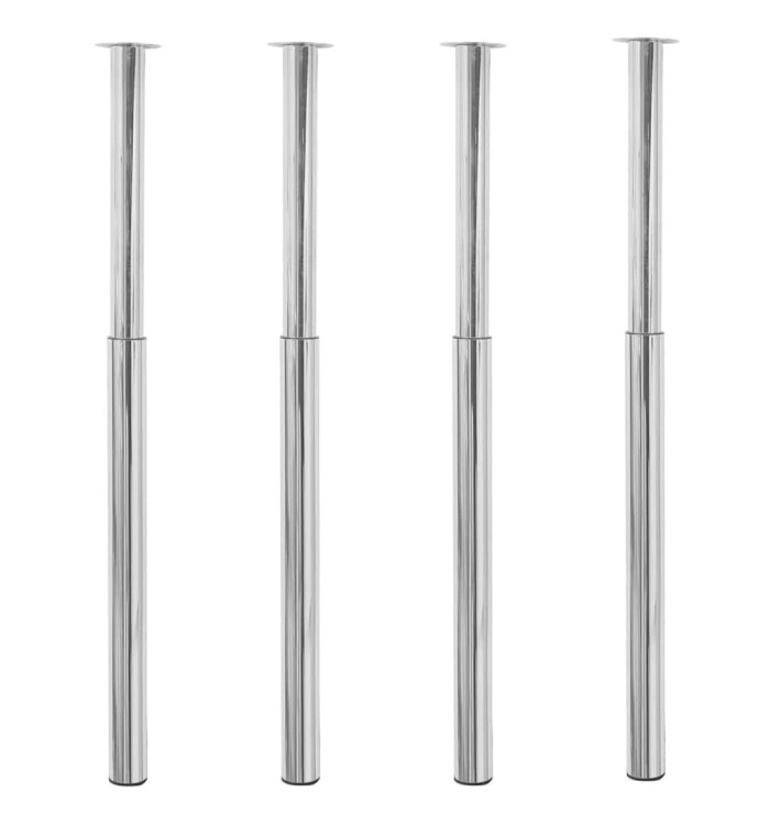 Pieds de table télescopiques 4 pcs Chrome 710 mm - 1100 mm | Mobilier & Déco