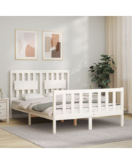 Cadre de lit sans matelas blanc 140x190 cm bois de pin massif | Mobilier & Déco