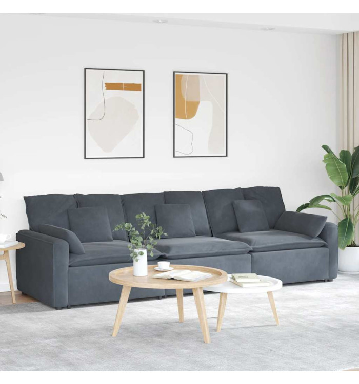 Canapé modulaire avec coussins gris foncé | Mobilier & Déco