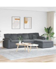 Canapé modulaire avec repose-pieds et coussins gris foncé | Mobilier & Déco