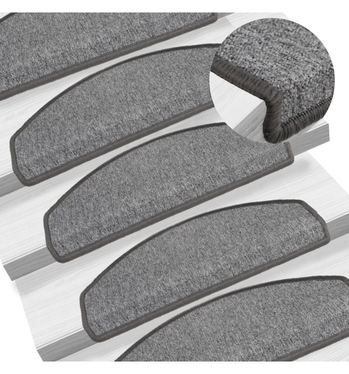 Tapis d'escalier 15 pcs Gris foncé 65 x 24 x 4 cm | Mobilier & Déco