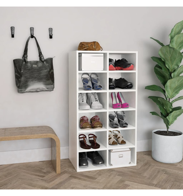 Étagère à chaussures Blanc 54x34x100,5 cm Bois d'ingénierie | Mobilier & Déco