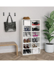Étagère à chaussures Blanc 54x34x100,5 cm Bois d'ingénierie | Mobilier & Déco