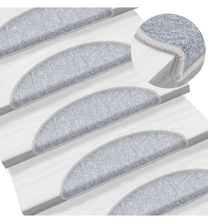 Tapis d'escalier 15 pcs Gris clair 56x17x3 cm | Mobilier & Déco