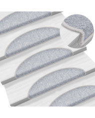Tapis d'escalier 15 pcs Gris clair 56x17x3 cm | Mobilier & Déco