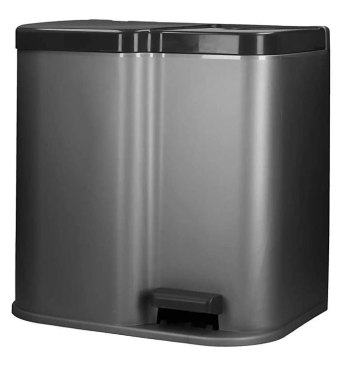 Curver Poubelle duo à pédale Deco Seaux intérieurs 15 L et 6 L Gris | Mobilier & Déco