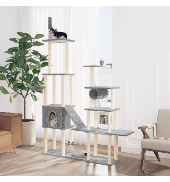 Arbre à chat avec griffoirs en sisal Gris clair 279 cm | Mobilier & Déco