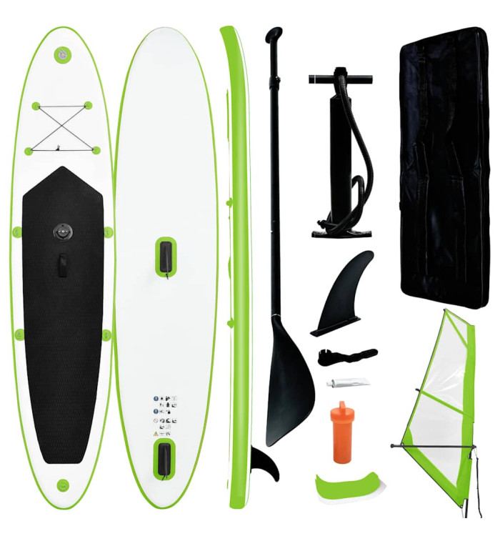 Ensemble de planche SUP gonflable avec voile Vert et blanc | Mobilier & Déco