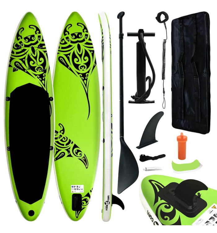 Ensemble de planche SUP gonflable 366x76x15 cm Vert | Mobilier & Déco