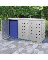 Abri de poubelle triple sur roulettes 240 L Acier inoxydable | Mobilier & Déco