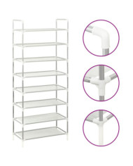 Étagère à chaussures 8 étagères Métal et tissu intissé Argenté | Mobilier & Déco