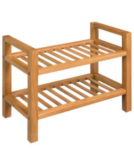 Étagère à chaussures avec 2 étagères 50x27x40 cm Chêne massif | Mobilier & Déco