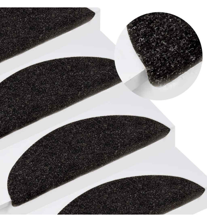 Tapis d'escalier autocollants 15 pcs 56x17x3 cm Anthracite | Mobilier & Déco