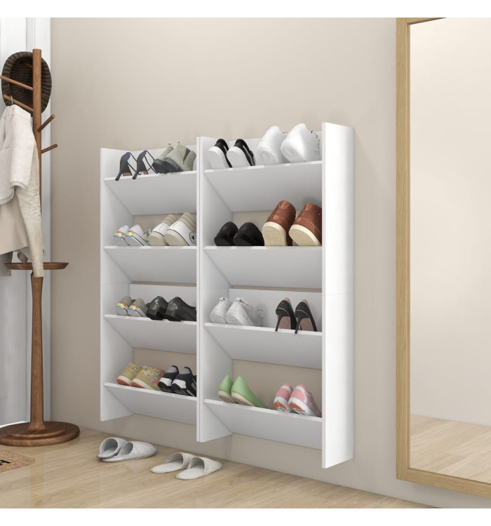 Armoires à chaussures murales 4 pcs blanc bois d'ingénierie | Mobilier & Déco