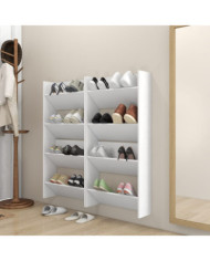 Armoires à chaussures murales 4 pcs blanc bois d'ingénierie | Mobilier & Déco