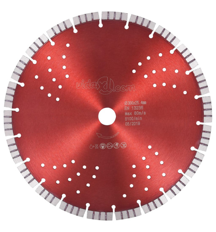 Disque de coupe diamanté avec turbo et trous Acier 300 mm | Mobilier & Déco