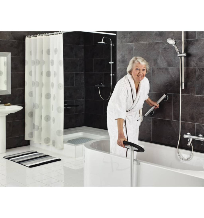 RIDDER Barre d'appui de sécurité Premium 30cm Aluminium Chrome et noir | Mobilier & Déco