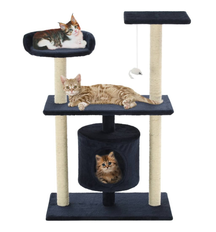 Arbre à chat avec griffoirs en sisal 95 cm Bleu foncé | Mobilier & Déco