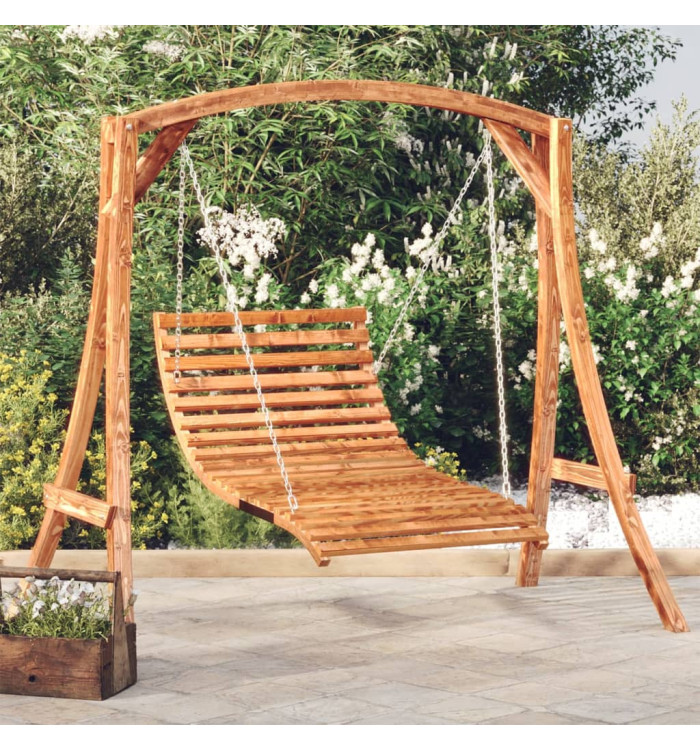 Lit balançoire Bois courbé avec finition en teck 115x147x46 cm | Mobilier & Déco