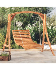 Lit balançoire Bois courbé avec finition en teck 115x147x46 cm | Mobilier & Déco