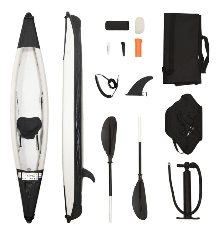 Kayak gonflable noir 375x72x31 cm polyester | Mobilier & Déco