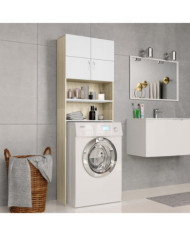 Meuble de machine à laver Blanc et chêne sonoma 64x25,5x190 cm | Mobilier & Déco