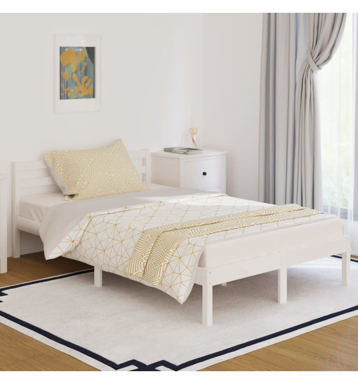 Cadre de lit sans matelas bois de pin massif 120x200 cm blanc | Mobilier & Déco