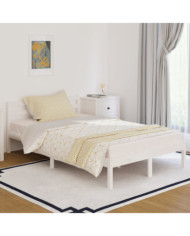 Cadre de lit sans matelas bois de pin massif 120x200 cm blanc | Mobilier & Déco