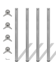 4 pieds de table réglables en hauteur 1100 mm Nickel brossé | Mobilier & Déco