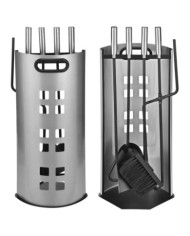 HI Ensemble d'outils de cheminée 5 pcs Argenté 23x15x52 cm | Mobilier & Déco