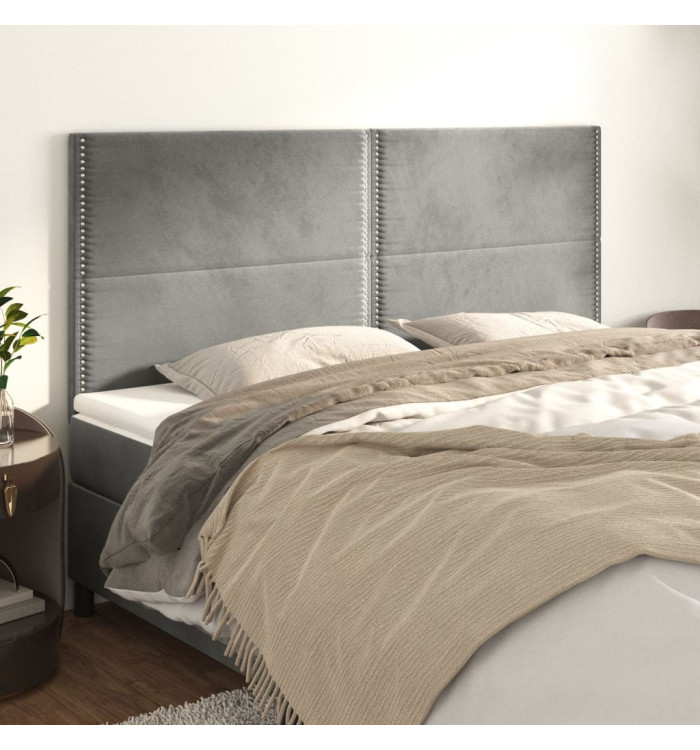 Têtes de lit 4 pcs Gris clair 100x5x78/88 cm Velours | Mobilier & Déco