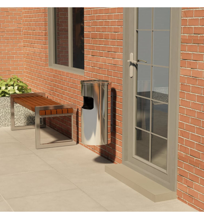 Poubelle à cendrier murale Acier inoxydable 26 L | Mobilier & Déco