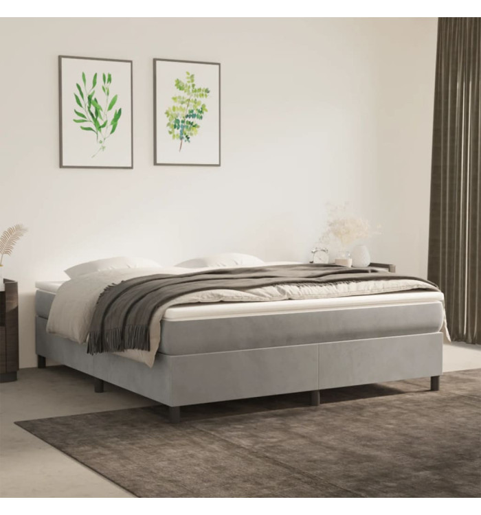 Cadre de lit sans matelas gris clair 180x200 cm velours | Mobilier & Déco