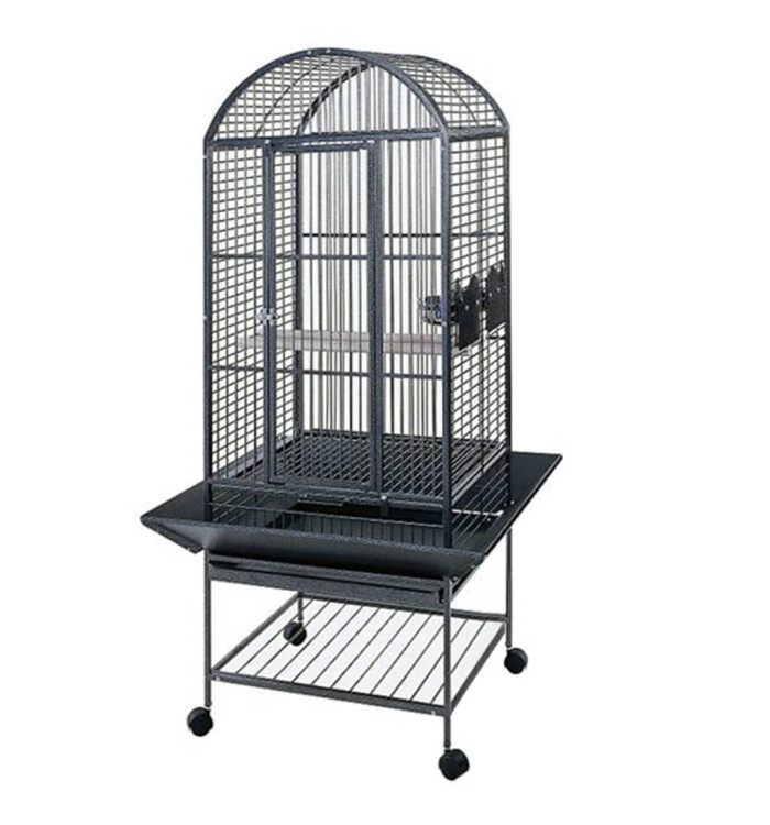 Strong Cage pour perroquet Villa Minerva Gris métallisé 46x46x144 cm | Mobilier & Déco