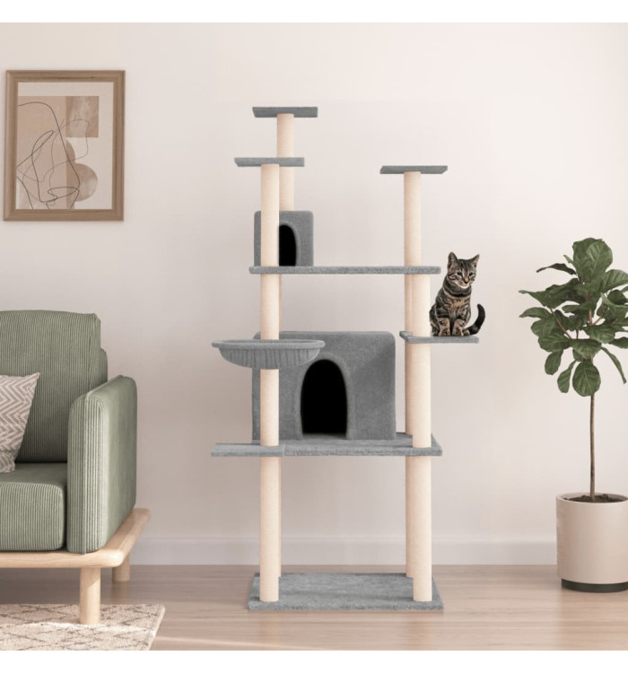 Arbre à chat avec griffoirs en sisal Gris clair 166 cm | Mobilier & Déco