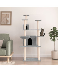 Arbre à chat avec griffoirs en sisal Gris clair 166 cm | Mobilier & Déco