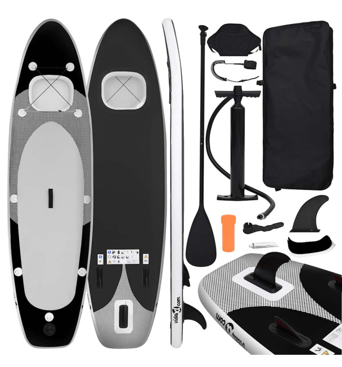 Ensemble de planche SUP gonflable noir 360x81x10 cm | Mobilier & Déco