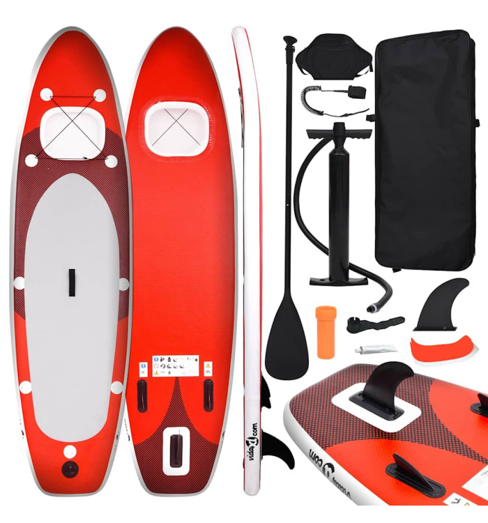 Ensemble de planche SUP gonflable rouge 360x81x10 cm | Mobilier & Déco