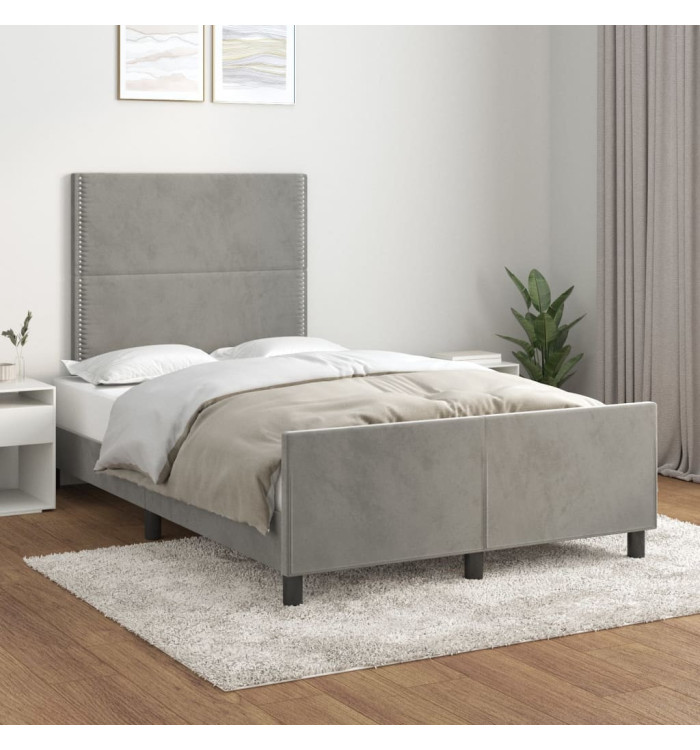 Cadre de lit sans matelas gris clair 120x200 cm velours | Mobilier & Déco