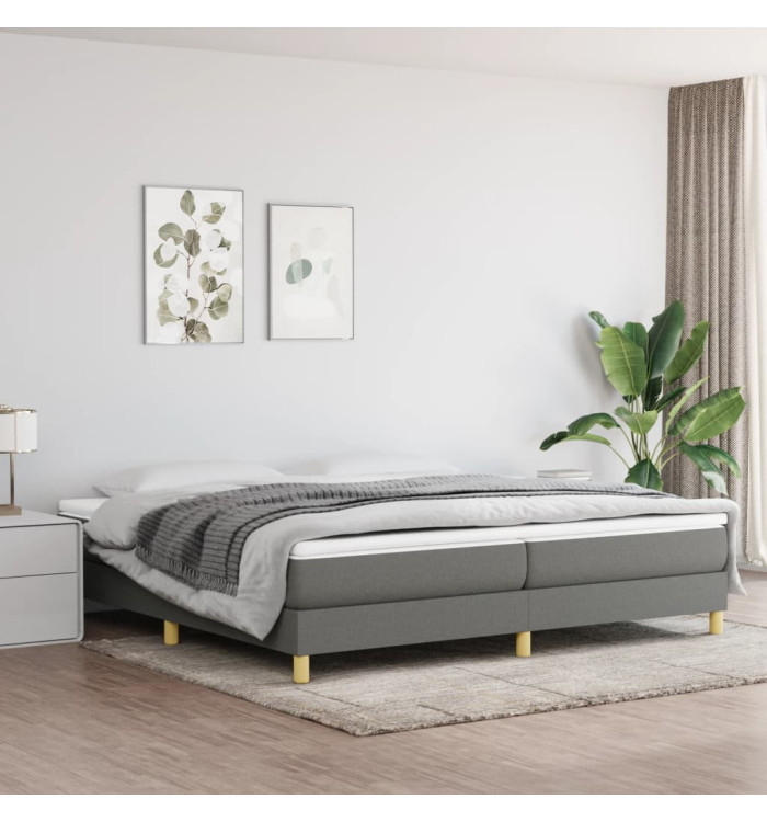Sommier à lattes de lit avec matelas Gris foncé 200x200cm Tissu | Mobilier & Déco