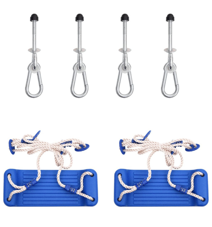 Sièges de balançoire avec pierres d'escalade lot de 2 bleu PE | Mobilier & Déco