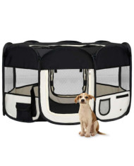 Parc pliable pour chien avec sac de transport Noir 145x145x61cm | Mobilier & Déco