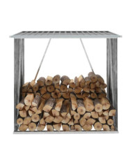 Abri de stockage de bois Acier galvanisé 163x83x154 cm Gris | Mobilier & Déco