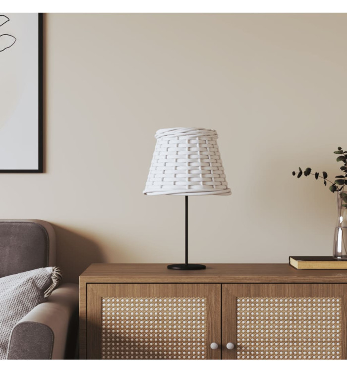 Abat-jour blanc Ø15x12 cm osier | Mobilier & Déco