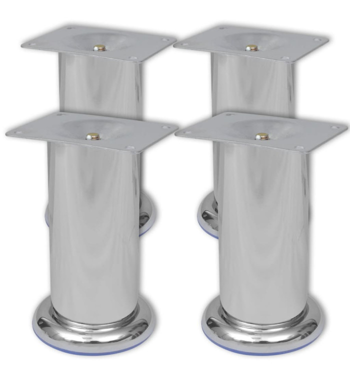 4 pieds ronds de canapé en Nickel brossé 120 mm | Mobilier & Déco