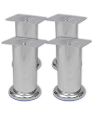 4 pieds ronds de canapé en Nickel brossé 120 mm | Mobilier & Déco