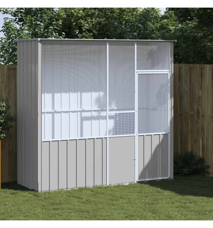 Cage à oiseaux gris 215x78x200 cm acier galvanisé | Mobilier & Déco